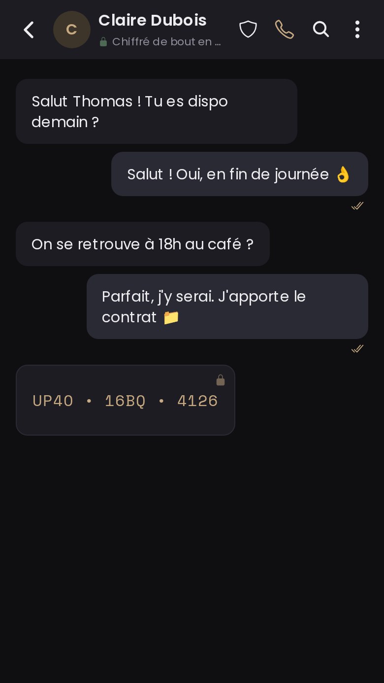 Conversation avec un message verrouillé